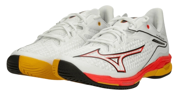 Кроссовки мужские Mizuno Wave Exceed Tour 6 (White/Fiery Coral 2/Citrus) на сайте ten-nis.ru