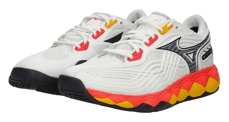 Кроссовки мужские Mizuno Wave Enforce Tour 2 (White/Baritone Blue/Fiery Coral) на сайте ten-nis.ru