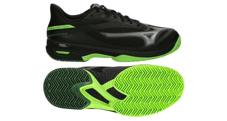 Кроссовки мужские Mizuno Wave Exceed Court Padel (Black/Foliage Green/Glowing Apple)