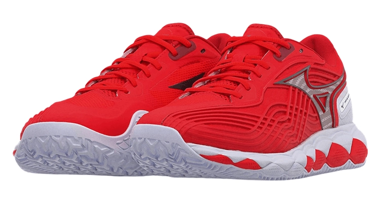 Кроссовки мужские Mizuno Wave Enforce Tour 2 Грунтовые (Огненно-Красный/Белый/Томат) на сайте ten-nis.ru
